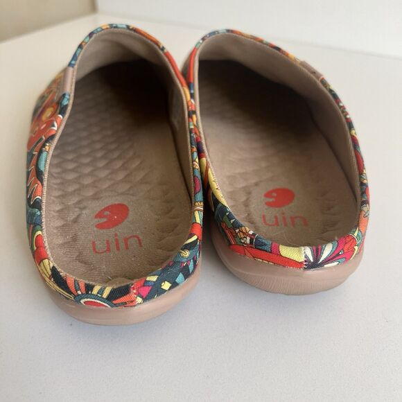 Uin Blossom Malaga Women's Slip On Mules Boho Floral Colorful Canvas Size 8.5 - Picture 5 of 9